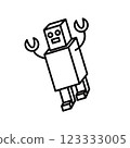 Robot illustration monochrome 123333005