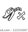 Dinosaur bone illustration monochrome 123333007