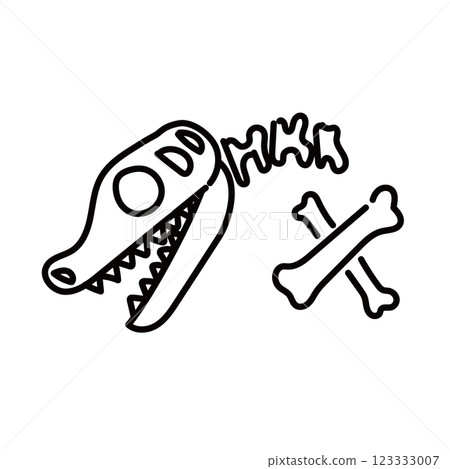 Dinosaur bone illustration monochrome 123333007