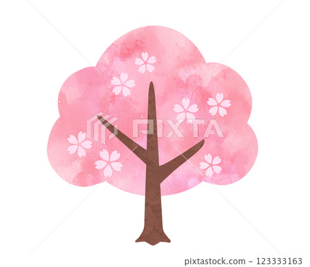 Illustration material of cherry tree Spring watercolor pink Illustration material of cherry tree Spring watercolor pink 123333163