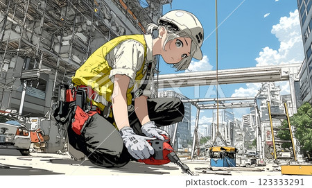 Worker at construction site 123333291