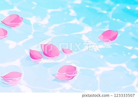 花瓣飄落在水面的背景 123333507