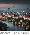 Beautiful night view of Kumamoto Prefecture 123334487