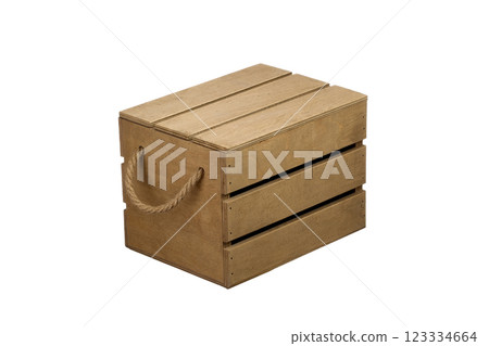 Wooden box with a lid on a white background. Storage box Wooden box with a lid on a white background. Storage box 123334664