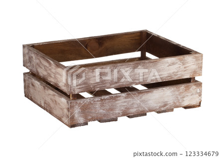 Wooden box on a white background. Storage box. 123334679