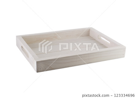 Wooden box on a white background. Storage box. Tray Wooden box on a white background. Storage box. Tray 123334696