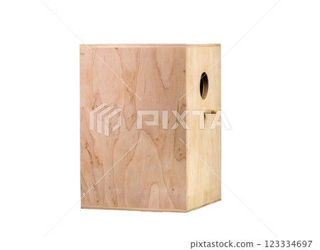 Wooden birdhouse on a white background 123334697