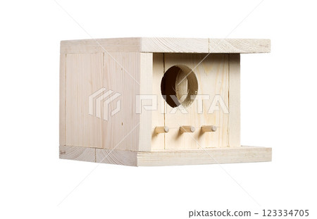 Wooden birdhouse on a white background 123334705