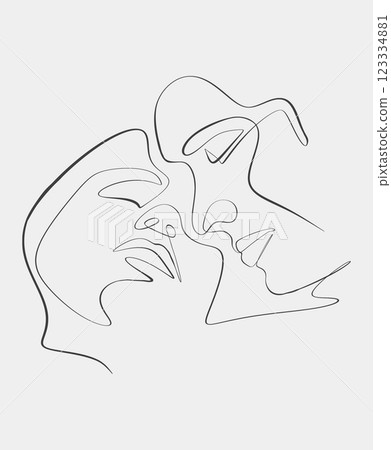 Minimalist Line Art of Two Faces Minimalist Line Art of Two Faces 123334881