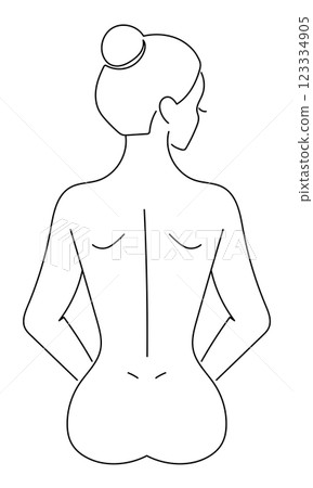 美麗背影的女人線描 123334905