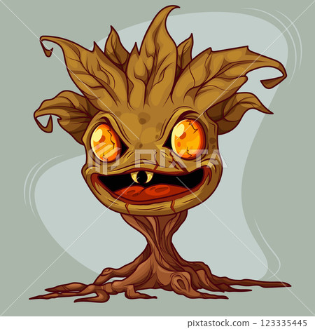 Scary plant monster with twisted wooden body Scary plant monster with twisted wooden body 123335445