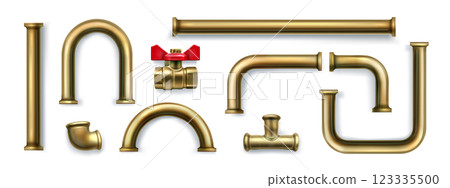 Plumbing pipes set isolated on white background 123335500