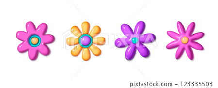 Y2k style 3D floral elements Y2k style 3D floral elements 123335503