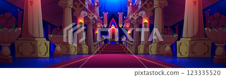 King throne in night royal palace 123335520