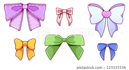 Y2k aesthetic bows set with pastel colors Y2k aesthetic bows set with pastel colors 123335536
