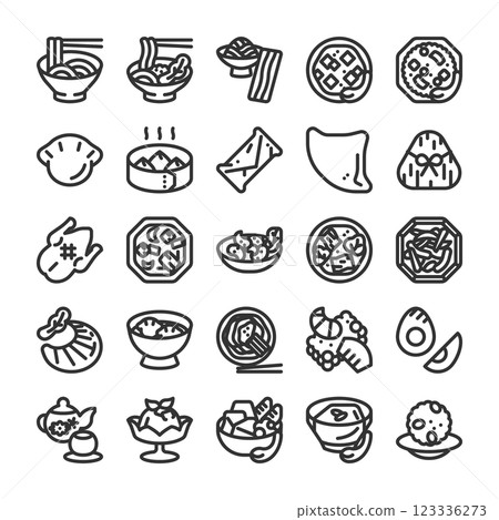 Asian Chinese food icon set 123336273