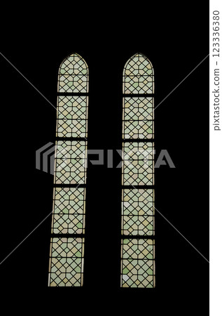 Stained glass windows. 123336380