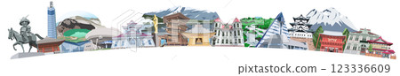 東北地區著名旅遊景點插圖集 拱形 123336609