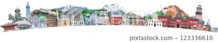 Hokkaido and Tohoku famous sightseeing spots collection Arch shape 123336610