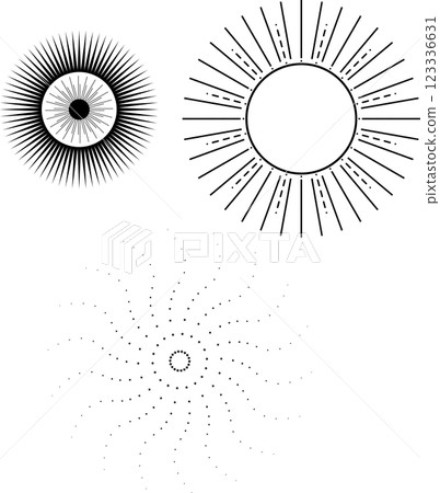Stylish sun symbol silhouette material Stylish sun symbol silhouette material 123336631