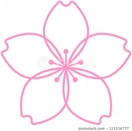 Simple cherry blossom illustration material - line drawing - 123336777