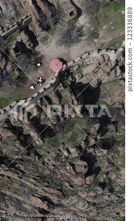 Castle ruins aerial drone Castle ruins aerial drone 123336889