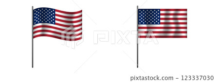 Two american flags side by side displaying stars and stripes Two american flags side by side displaying stars and stripes 123337030