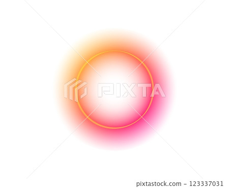 Vibrant gradient circle with radiant pink and orange halo 123337031