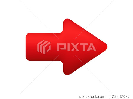 Red arrow pointing right icon for directional use Red arrow pointing right icon for directional use 123337082