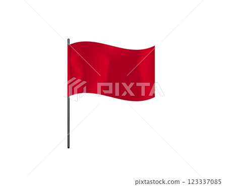 Bright red flag waving on pole 123337085