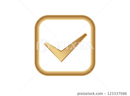 Golden checkbox icon with check mark 123337086