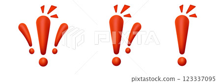 Three red exclamation marks in a row 123337095
