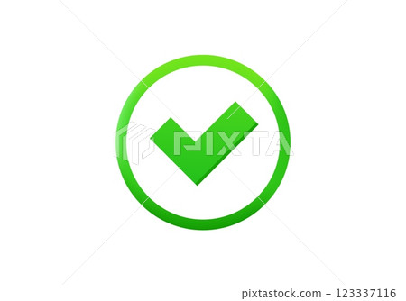 Green checkmark inside circle symbolizing approval Green checkmark inside circle symbolizing approval 123337116