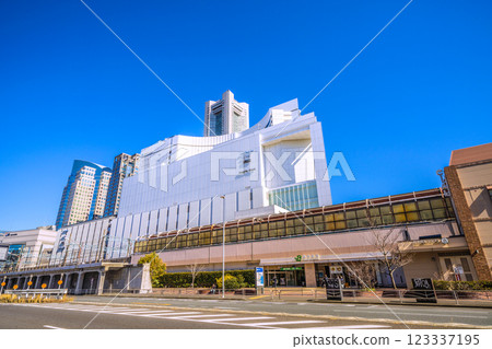 New view of Yokohama cityscape in Japan. Sakuragicho Station North ticket gate (West exit) overlooking Yokohama Landmark Tower, etc. = February 26th 123337195