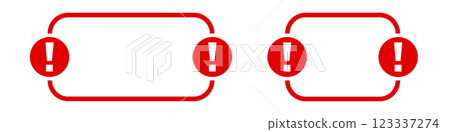 Red alert icons with exclamation marks 123337274