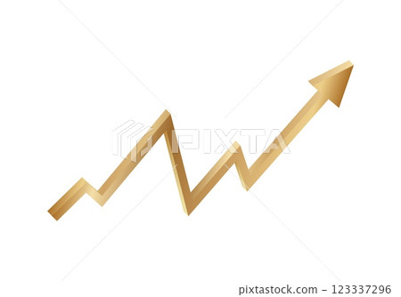Golden arrow graph showing positive financial growth 123337296