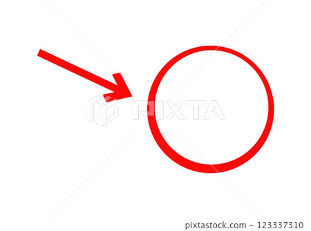 Red arrow pointing to circle shape 123337310