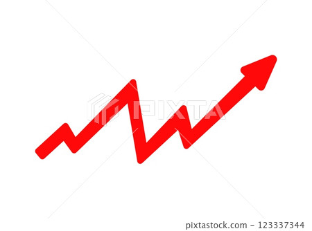 Red arrow graph showing upward economic trend Red arrow graph showing upward economic trend 123337344