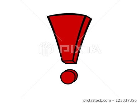 Red exclamation mark symbol on white background 123337356