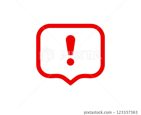 Exclamation mark warning sign in red framework 123337363