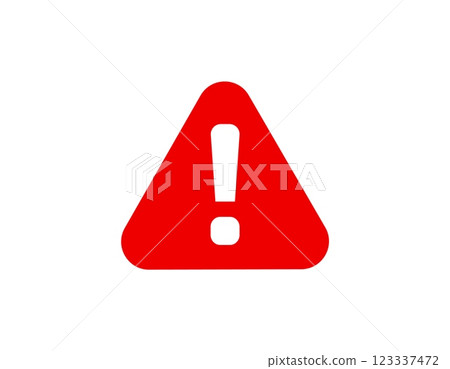 Warning sign with exclamation mark in red triangle displayed clearly 123337472