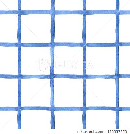 seamless watercolor pattern in blue checkered pattern on a white background. seamless watercolor pattern in blue checkered pattern on a white background. 123337553