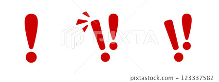 Red exclamation marks in three styles 123337582
