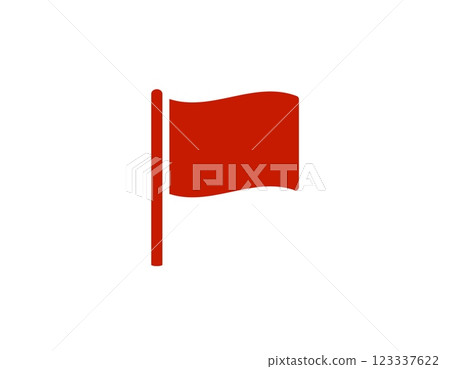 Red flag on simple pole waving in the wind Red flag on simple pole waving in the wind 123337622