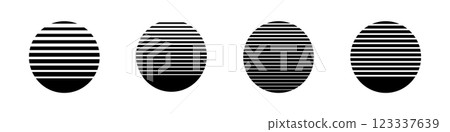 Four striped oval patterns in horizontal alignment Four striped oval patterns in horizontal alignment 123337639
