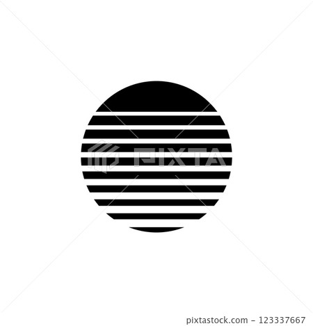 Retro sun circle with eighties-nineties geometric style 123337667