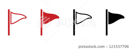Red and black flag icons on white background 123337706