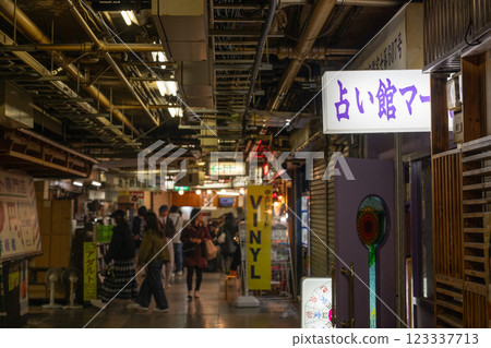 Retro underground shopping mall in Asakusa, Tokyo 123337713
