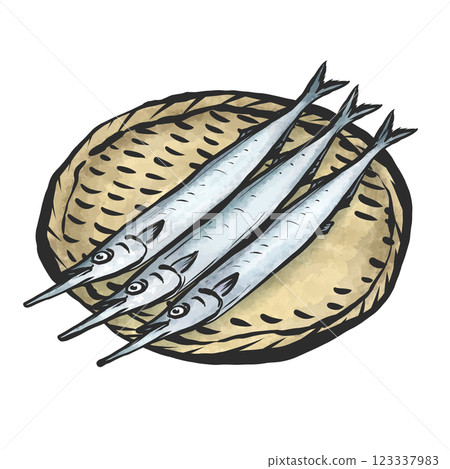 手工筆風格的半喙插圖 123337983