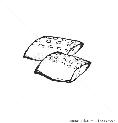 Hand-drawn brush-style illustration of Spanish mackerel 123337992